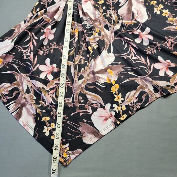 Kate Mallory Black Shirt Stretch Trendy Cottage Floral Sleeveless Women's Size L - Picture 7 of 7
